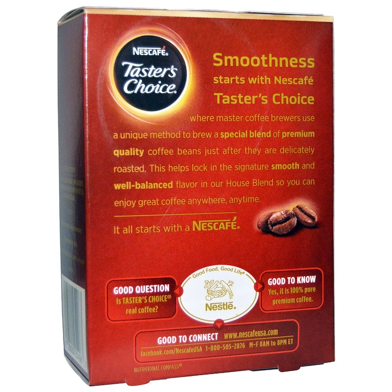 Nescafé, Taster's Choice, Instant Coffee, House Blend, 22 Packets, 0.07