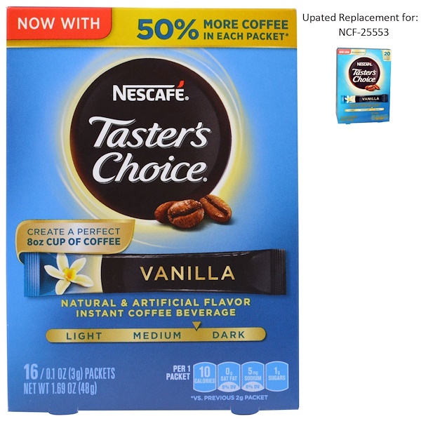 Nescafé, Taster's Choice, Instant Coffee Beverage, Vanilla, 16 Packets