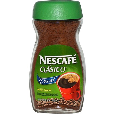 Nescafé Clasico, чистый растворимый кофе без кофеина, темная обжарка, 200 г (7 унций)