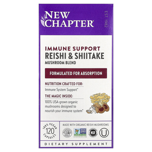 New Chapter Immune Support Reishi & Shiitake Mushroom Blend Vitamin | 120 Vegan Caps