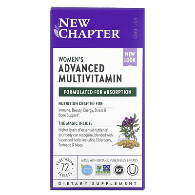 New Chapter улучшенный мультивитаминный комплекс для женщин, 72 вегетарианские таблетки