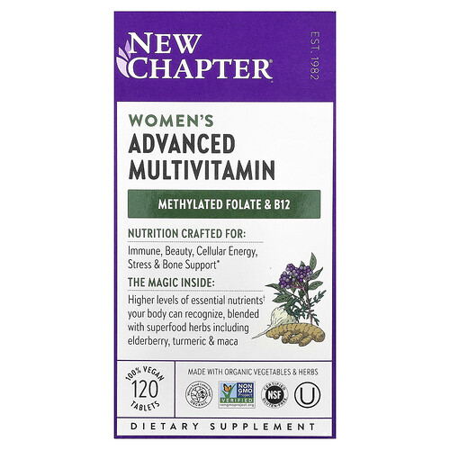 New Chapter, Suplemento multivitamínico avanzado para mujeres, 120 comprimidos vegetales