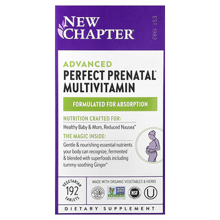 New Chapter, Advanced Perfect Prenatal™, мультивитамины, 192 вегетарианских таблетки