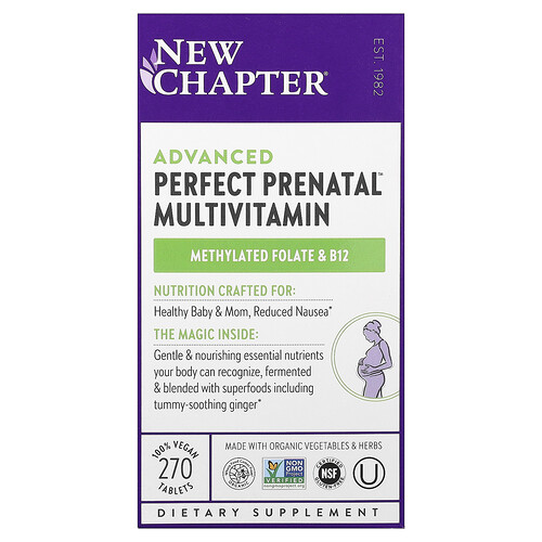 New Chapter, Advanced Perfect Prenatal™, Suplemento multivitamínico prenatal, 270 comprimidos veganos