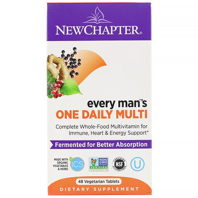 New Chapter Every Man's, ежедневная мультивитаминная добавка для мужчин, 48 вегетарианских таблеток