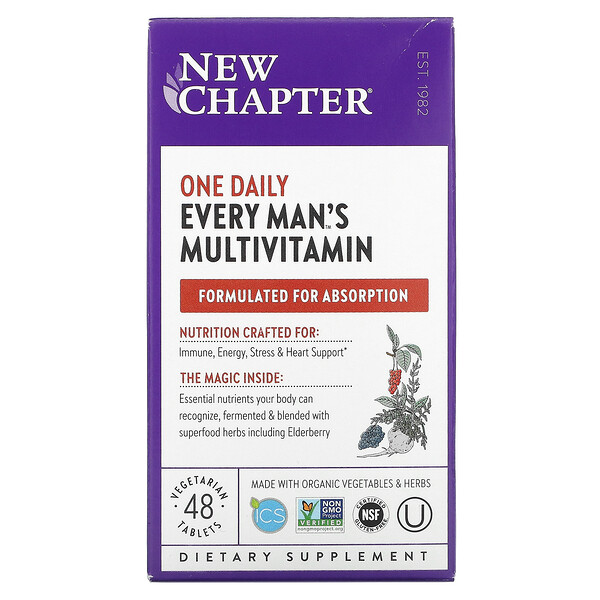 New Chapter, Every Man's One Daily Multi, Multivitamine für den Mann, 48 vegetarische Tabletten