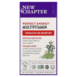 New Chapter, Suplemento multivitamínico Perfect Energy`` 96 comprimidos vegetales