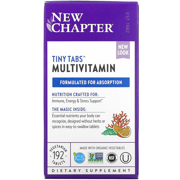 New Chapter, Tiny TAbs, Suplemento multivitamínico, 192 comprimidos vegetales