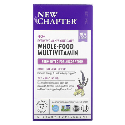 New Chapter 40+ Every Woman's One Daily Multi, мультивитамины для женщин после 40, 72 растительные таблетки