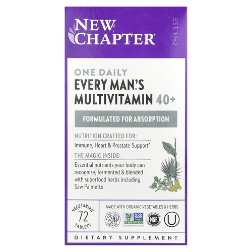 New Chapter Every Man's One Daily 40+ Multivitamin, 72 Vegetarian Tablets