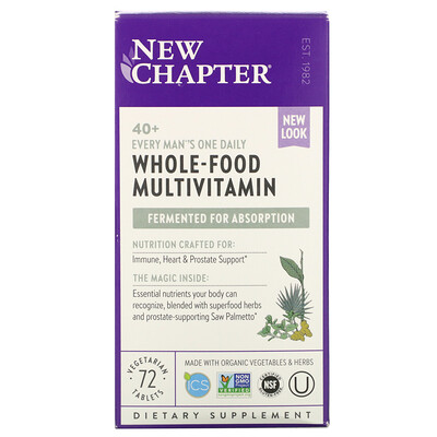 New Chapter 40+ Every Man's One Daily Multi, мультивитамины для мужчин, 72 растительные таблетки