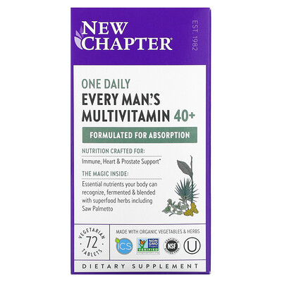 

New Chapter Every Man's One Daily 40+ Multivitamin 72 Vegetarian Tablets