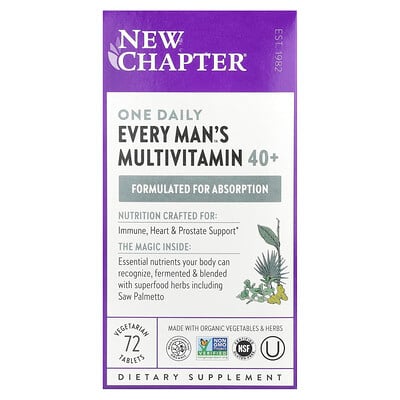 Photos - Vitamins & Minerals New Chapter , Every Man's One Daily 40+ Multivitamin, 72 Vegetarian Tablets NCR-00371 