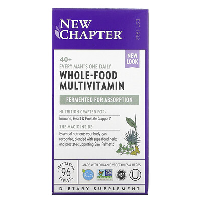 New Chapter Every Man Ежедневная мультивитаминная добавка для мужчин 40+, 96 вегетарианских таблеток