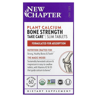 New Chapter, Растителен калций, Bone Strength, Take Care™, 60 таблетки за Slim