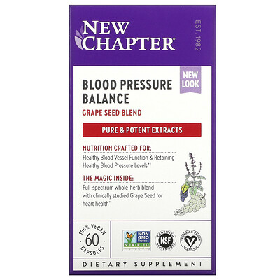 

New Chapter Blood Pressure Balance, поддержка артериального давления, 60 веганских капсул