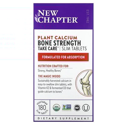 Product Image for New Chapter, Plant Calcium, Bone Strength Take Care, 180 Vegetarian Slim Tablets