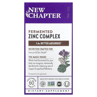 New Chapter, Fermented Zinc Complex, fermentierter Zinkkomplex, 60 pflanzliche Tabletten