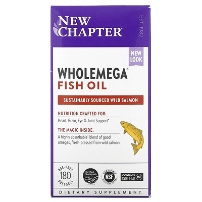 New Chapter рыбий жир Wholemega, 180 мягких таблеток