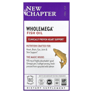 New Chapter, Wholemega™ 鱼油，180 粒软胶囊