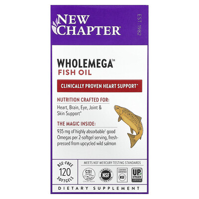 New Chapter, Wholemega™, Aceite de pescado, 120 cápsulas blandas