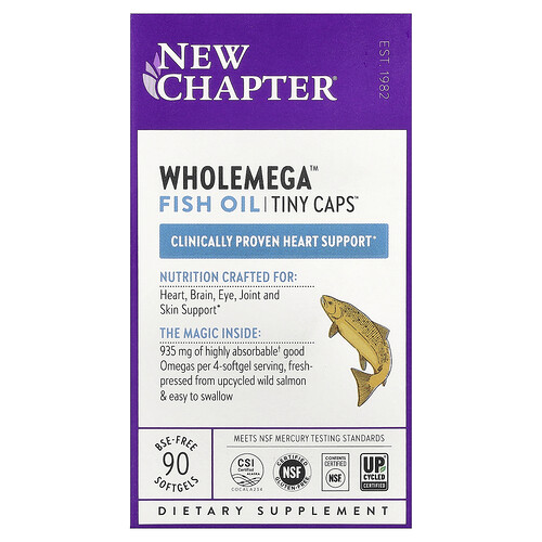 New Chapter Wholemega™ Fish Oil, Tiny Caps™, 90 BSE-Free Softgels