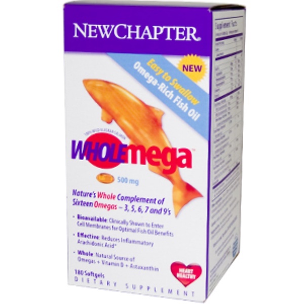 New Chapter, Wholemega, OmegaRich Fish Oil, 500 mg, 180