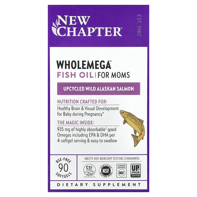 New Chapter, Wholemega™, Aceite de pescado para mamás, 90 cápsulas blandas