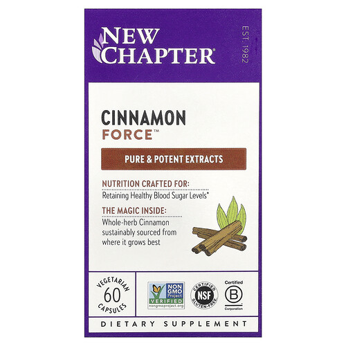 Cinnamon Force 30 liquid vegcaps by New Chapter - 60 Vegetarian capsules
