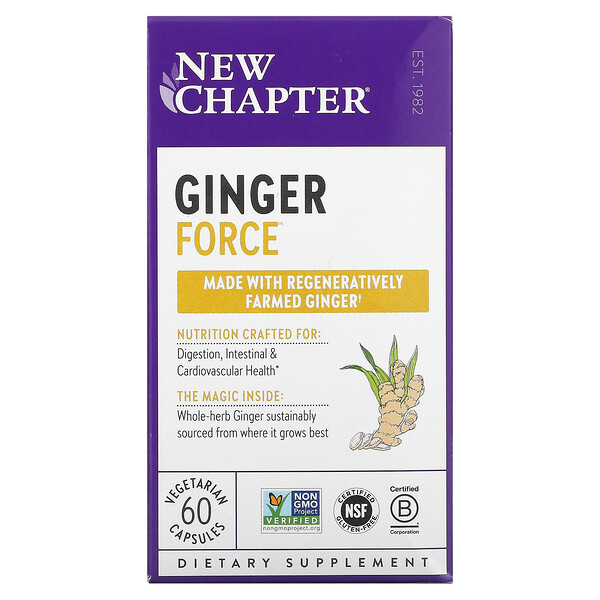 New Chapter‏, Ginger Force, 60 Vegetarian Capsules