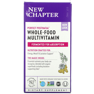 New Chapter Perfect Postnatal, мультивитамины из цельных продуктов, 192 вегетарианские таблетки