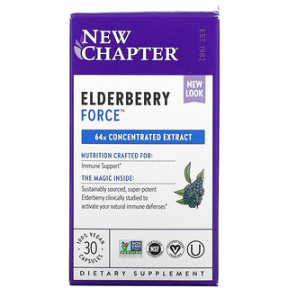 New Chapter, Elderberry Force（エルダーベリーフォース）、ヴィーガンカプセル30粒