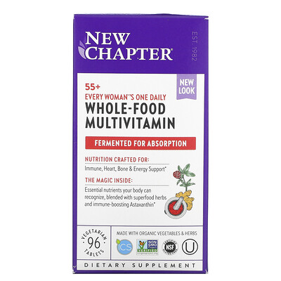 New Chapter 55+ Every Woman's One Daily, витаминный комплекс на основе цельных продуктов для женщин старше 55 лет, 96 вегетарианских таблеток