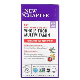 New Chapter, Suplemento de una ingesta diaria Every Woman para mujeres de 55 años en adelante, Suplemento multivitamínico a base de alimentos integrales, 96 comprimidos vegetales