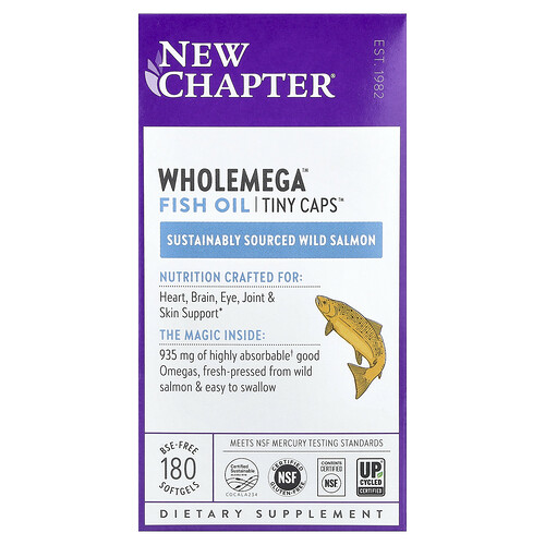 New Chapter Wholemega™ Fish Oil, Tiny Caps™, 180 BSE-Free Softgels