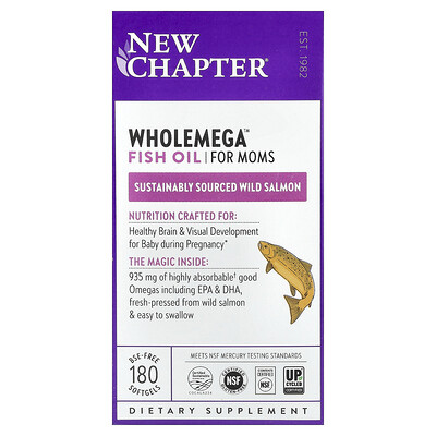 New Chapter, Wholemega™, Aceite de pescado para mamás, 180 cápsulas blandas