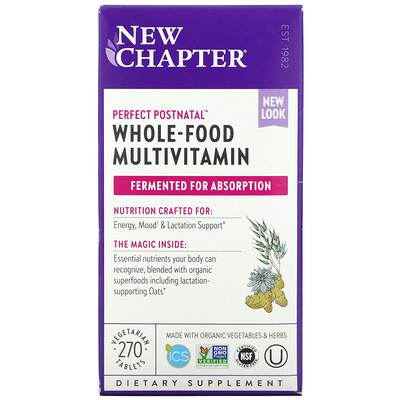 New Chapter Perfect Postnatal, мультивитамины из цельных продуктов, 270 вегетарианских таблеток