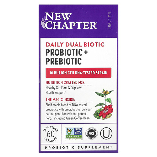 New Chapter, Daily Dual Biotic, Probiotikum + Präbiotikum, 60 vegane Kapseln