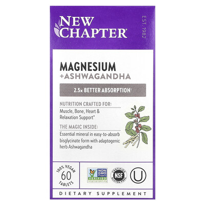 Photos - Other Sports Nutrition New Chapter , Magnesium + Ashwagandha, 60 Vegan Tablets NCR-90243 