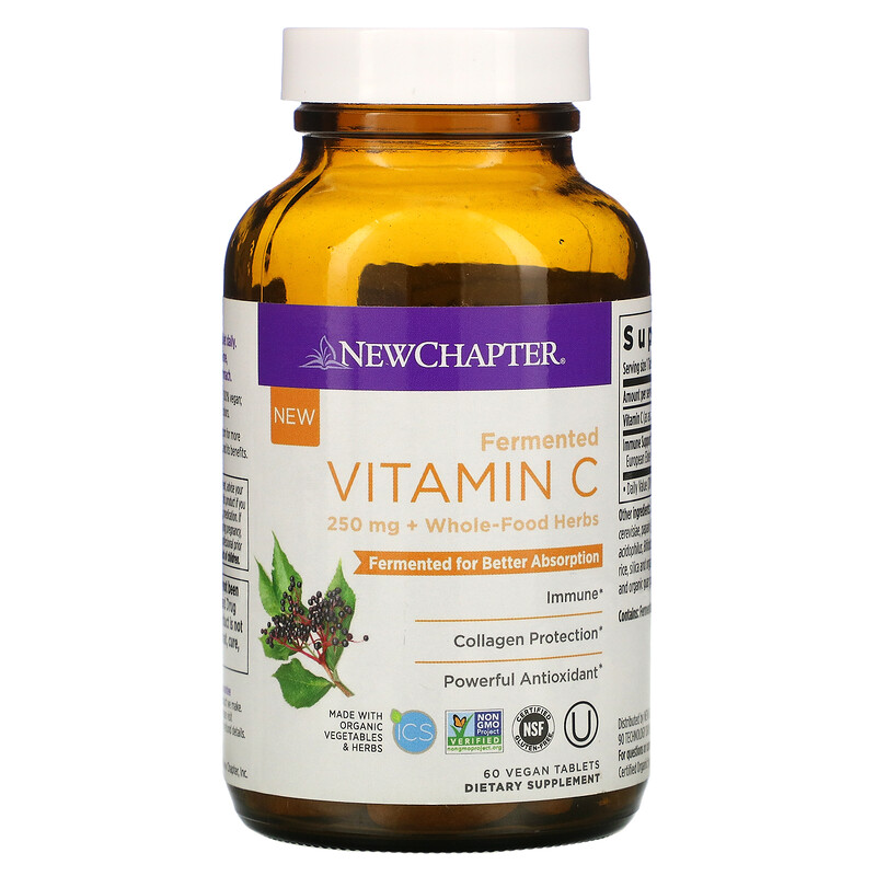 New Chapter, Fermented Vitamin C, 60 Vegan Tablets iHerb