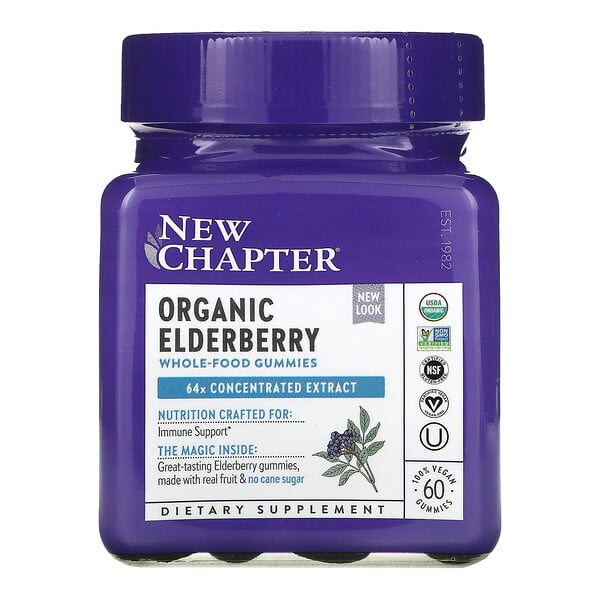 New Chapter, Organic Elderberry Whole-Food Gummies, 60 Vegan Gummies