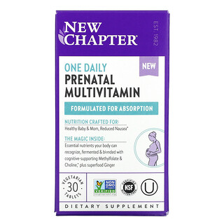 New Chapter, One Daily Prenatal Multivitamin, 30  Vegetarian Tablets