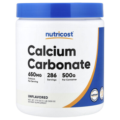 Nutricost, Calcium Carbonate, Unflavored, 1.1 lb (500 g)