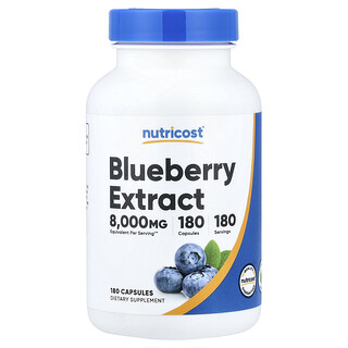 Nutricost, Extrato de Mirtilo, 160 mg, 180 Cápsulas