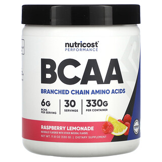 Nutricost, Performance, BCAA, Limonada de frambuesa`` 330 g (11,8 oz)