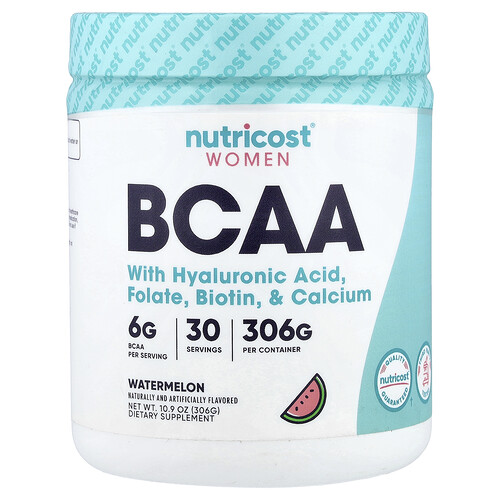 Nutricost, Women, BCAA With Hyaluronic Acid, Folate, Biotin, & Calcium, Watermelon, 10.9 oz (306 g)