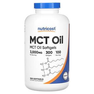 Nutricost, MCT Oil, MCT-Öl, 300 Weichkapseln (1.000 mg pro Weichkapsel)