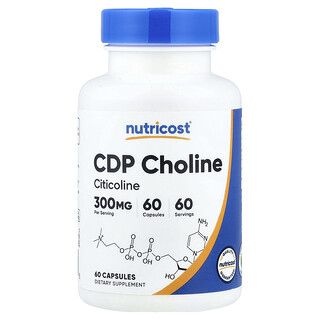 Nutricost‏, CDP כולין, ציטיקולין, 300 מ"ג, 60 כמוסות