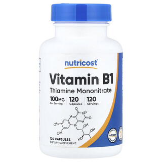 Nutricost, B1 Vitamini, 100 mg, 120 Kapsül