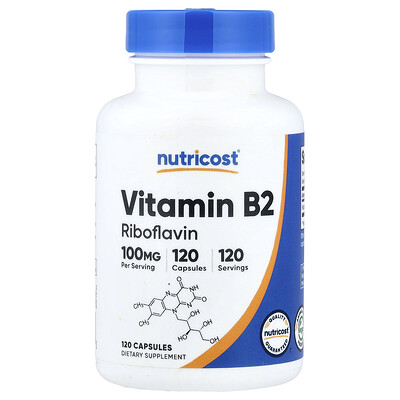Nutricost, Vitamina B2, 100 mg, 120 cápsulas